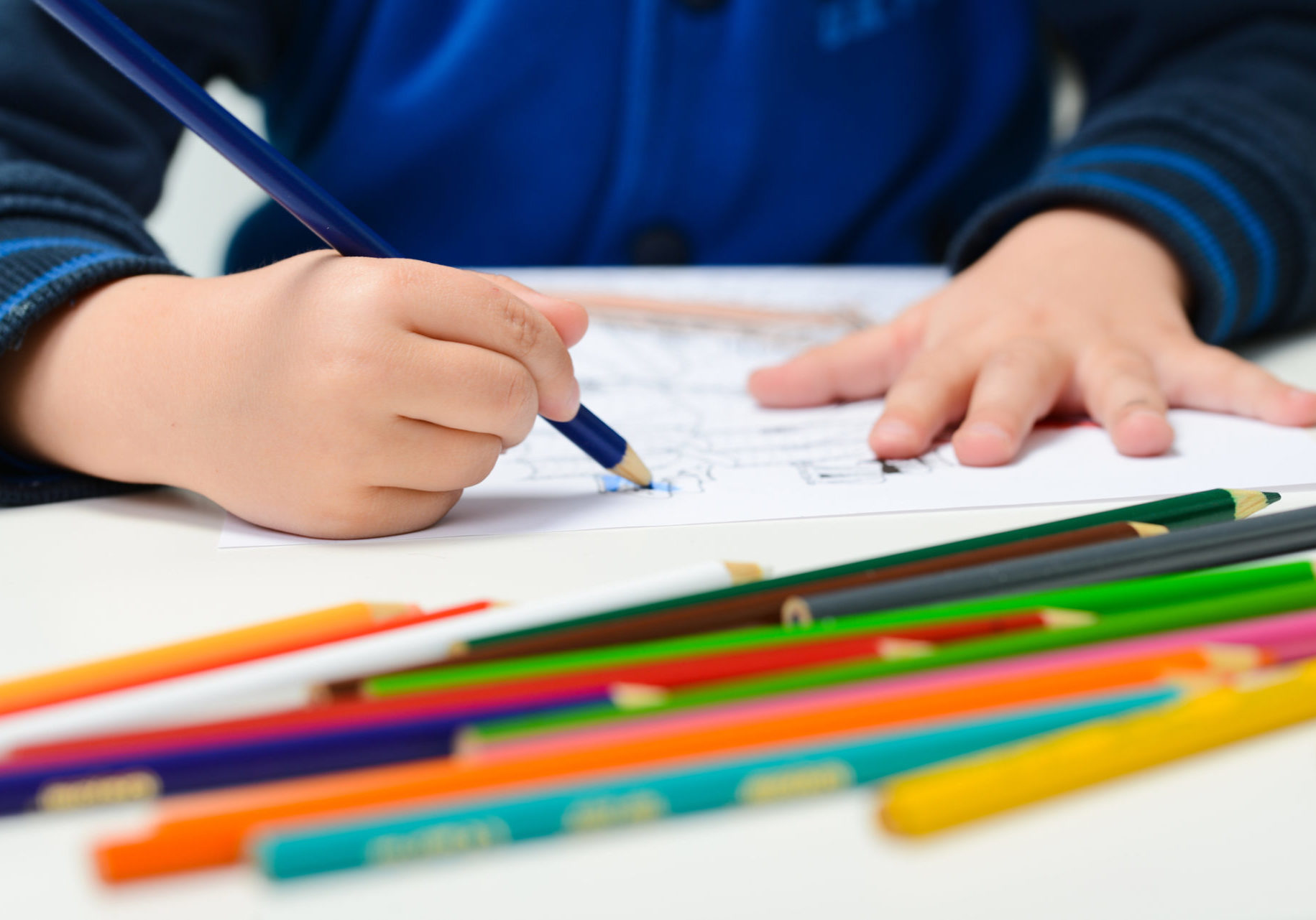 child at school drawing